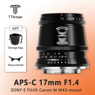 TTartisan 17มม. F1.4 APS-C มุมกว้างที่กำหนดเลนส์สำหรับ Sony E-ภูเขาฟูจิ X-Mount M4/3กล้อง A6600 A650
