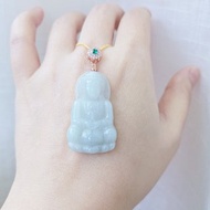 【親翠】天然翡翠 冰潤嬌正裝觀音925純銀玫瑰金鋯石項鍊 佛系