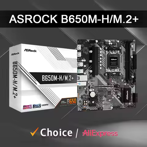 ASROCK B650M-H/M.2+ New Motherboard, AM5, LGA 1718, AMD B650, Micro ATX, DDR5, PCIe 4.0 M.2, LAN,6+1
