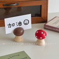 Cute Creative Mushroom Note Holder Ornaments Retro Wooden Photo Holder Business Card Holder Desktop 