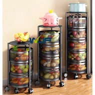 ♛▦❀WJF 3 4 5Layer Rotatable Kitchen Utility Trolley Cart Shelf Storage Rack Organizer With Wheels St