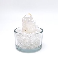 過程。原礦 擺件 水晶盆栽 組合 l 白水晶簇 菠蘿骨幹白小簇 l