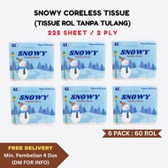 [6 PACK] TISSUE SNOWY CORELESS TISSUE/ CONTENTS 10 ROLLS TOILET ROLL TISSUE/