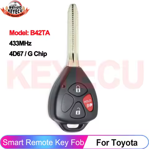 KEYECU 3 Buttons B42TA 433MHz 4D67/G Chip For Toyota Hilux Vigo 4Runner Fortuner 2003 2004 2005 2006