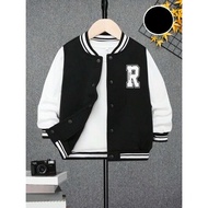 HITAM Varsity Baseball Button logo R free name Jacket For Children Aged 2 3 4 5 6 7 8 9 10 11 12 Yea