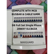 DB BOX 28way (Full set) MAXGUARD MCB 10A-32A + ELCB 63A +Main switch 63A (2Pole MCB) DB Full Set Sin