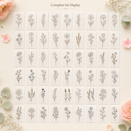 Others | 50Pcs 2.9x5.9in Flower Stencils Reusable PET DIY Painting Stencils Botanical Wildflower Cra
