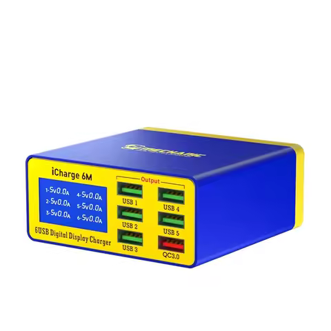 MECHANIC iCharge 6M QC 3.0 USB Smart Charge Support Fast-charging With LCD Digital Display Multi-Por