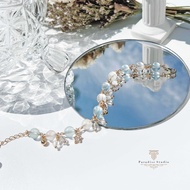 Aquamarine & Moonstone 14k Gold Filled Bracelet | Chain Bracelet | Crystal Bracelet