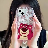 transparent Photo frame airbag case for iphone 14promax 11 13 12 7Plus X XS Max cute strawberry bear lotso cover