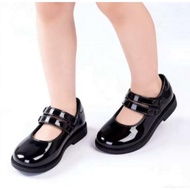 NEW 2 STRAP SHINY RUBBER BLACK SHOES FOR KIDS 456