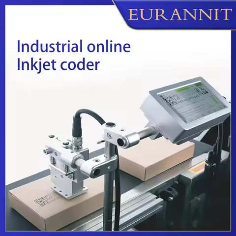 EURANNIT 190E 12.7mm/25.4mm Online Automatic TIJ Inkjet Printer Text QR Barcode Batch Number Logo Da