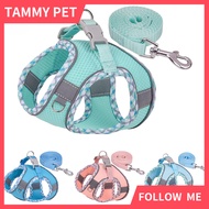 Reflective Puppy Harness Vest Breathable Mesh Dog Harness with Leash Set for Small Medium Dogs Cat L