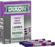 Dixon Industrial Lumber Marking Crayons, 4.5" x 1/2" Hex, Purple, 12-Pack (49300)