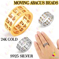 100% original Transfer beads Cincin rings Emas Korea 24K Gold Plated Ring Full Sempoa Abacus - Width 0.7cm 转运珠算盘戒指