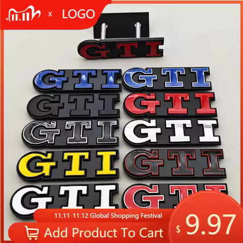 3D Metal Logo GTI Car Front Grille Badge Emblem For Volkswagen Polo Typ 9N3 6R AW Golf 4 5 6 8 MK3 M