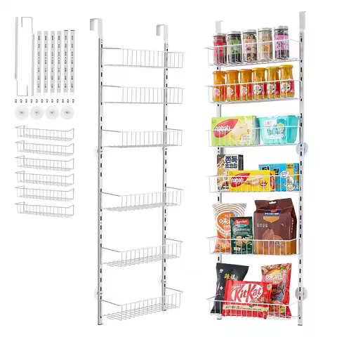 VEVOR 6/8/9/10 Tier Over the Door Pantry Organizer Heavy-Duty Steel Hanging Spice Rack, Adjustable W