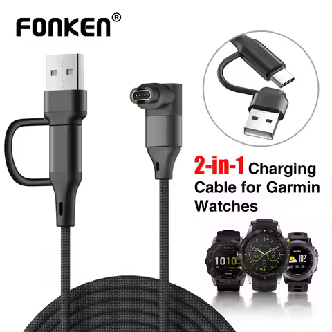 2-In-1 Charger Cable for Garmin Watch, 2 Pack 3.3Ft Charging Power Cord for Fenix 8/7/6 E/x/s, Vivoa