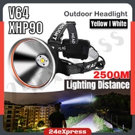 XHP90 Super Bright Headlamp Waterproof Lampu Kepala Terang USB Rechargeable LED Flashlight COB Outdo