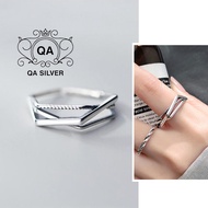 Nhẫn bạc 925 thái tầng layer đan chéo hình học S925 LAYER QA SILVER Ring RI200601