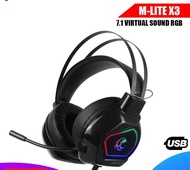 หูฟังเกมมิ่ง Tsunami M-LITE X3 7.1 Virtual Sound RGB Gaming Headphone