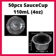 (50pcs) Acuan Puding Disposable Pudding Cup + Lid Jelly Dessert Mousse Jelly Plastic Disposable Cake