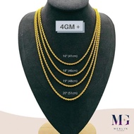 Merlin Goldsmith 22K 916 Gold Hollow Rope Chain (4gm+/-)