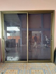 ขนาดกว้าง180xสูง200ประตูกระจกบานเลื่อนกรอบอลูมีเนียมสำเร็จรูปแบบ2ช่องอลูมีเนียมหนา1มิลกระจกหนา5มิล