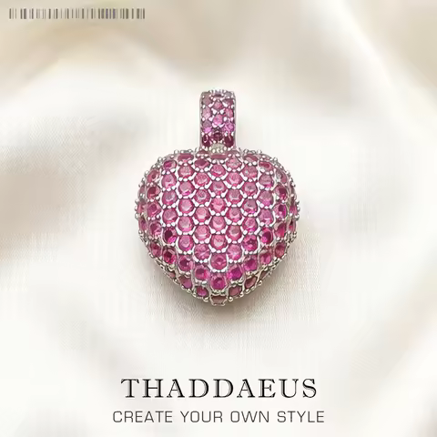 Pendant Red CZ Heart Spring Brand Fashion Romantic Jewelry Europe Style Bijoux Accessories Gift For 