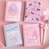 สมุดโน๊ตไดอารี่ ลายการ์ตูน Sanrios Girl Kawaii Melody Hello kitty Cinnamoroll Kuromi ขนาด A5 แบบพกพา