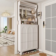 W-8&amp; Cream Style Ultra-Thin Flip Shoe Cabinet Door Door Wall Home Hanger Integrated Corridor Storage Shoe Rack Y5IB