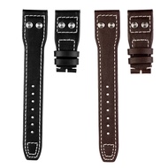 21MM 22MM Leather Watch Band Strap Rivets For IWC Big Pilot No Buckle Strap