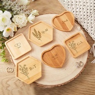 1pc Personalized Jewelry Tray Custom Wooden Ring Stand Engagement Gift, DIY Wooden Ring Display Box,