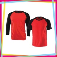 ENZO Raglan Round Neck Tshirt Couple - Red / Black (Unisex)