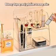 Kệ mỹ phẩm để bàn Acrylic Kệ mỹ phẩm nhà tắm 2 tầng trong suốt dáng nghiêng kệ đựng mỹ p