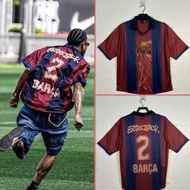 Barcelona 00-01 Fans Version Bar x Cactus Jack Retro 2000 2001 Skeleton Remake Soccer Football Jerse