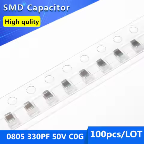 100pcs SMD Thick Film Chip Multilayer Ceramic Capacitor 0805 330PF 50V C0G 5%