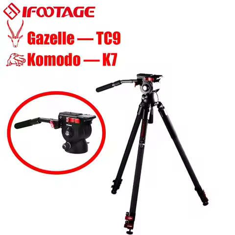IFOOTAGE Gazelle TC9 Carbon Camera Tripod, 65" Professional Video Tripod,Komodo K7 Fluid Tripod Head