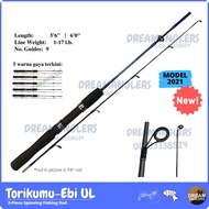 Torikumu Ebi UL 2-Piece Spinning Fishing Rod 5'6" 6'0" (1-17lb) 8'0" (1-20lb) (Joran Udang Ikan)