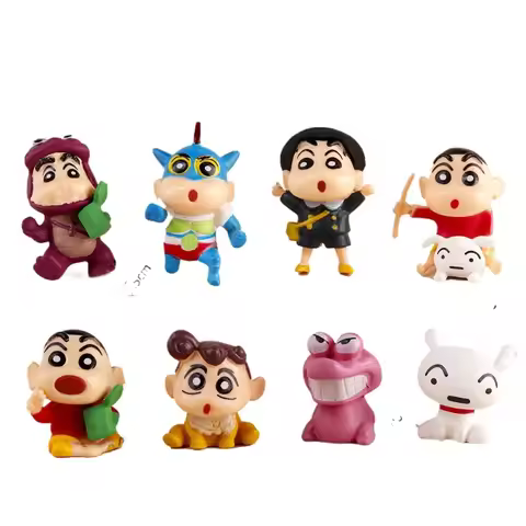 8PCS Crayon Shin-chan Car Ornaments Auto Dashboard Turning Racing Model Deco Car Individuality Cente