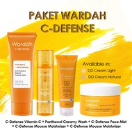 Paket Wardah C-Defense 4 pcs - Creamy Wash + Face Mist + DD Cream + Mouse Moisturizer - Mencerahkan
