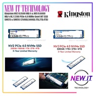 Kingston NV2 R:3500 MB/s & NV3 R:6000 MB/s M.2 2280 PCIe 4.0 NVMe Gen4 INT SSD SNV2S & SNV3S (250GB,