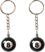 2PCS Black 8 Ball Keychain Pool Ball Keychain 8 Billiard Ball Keychain Lucky Number 8 Ball Resin Bal