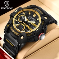 LIGE Jam Tangan Digital untuk Pria Foxbox Asli Jam Tangan Olahraga Anti Air Alarm Bercahaya Dua Wakt