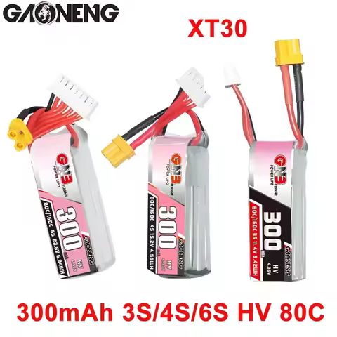 GNB 300mAh 3S/4S/6S 80C LiPo Battery XT30 For 90mm to 130mm Brushless Drones CineBee, Cine Whoop 2 t
