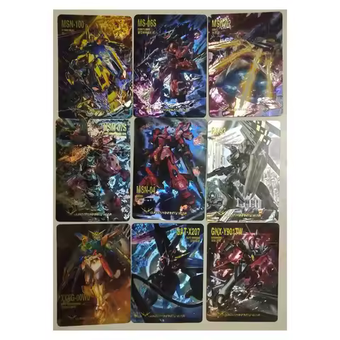 DIY Infinite War Gold Foil Holographic Flash Cards Nu Gundam Sazabi Zaku Wing Zero Classic Mobile Su
