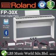 Roland FP-30X 88 Key Digital Piano Complete Package with Wooden Stand and Pedal - White (FP30X FP30 