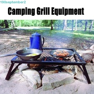 SEPTEMBERB Camping Grill Table, Sturdy Iron Campfire Rack, Portable Black with Carry Bag Foldable Camping Cooking Grate Grill Equipment