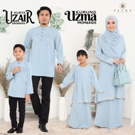 SET FAMILY SEDONDON IBU ANAK BAJU KURUNG MODEN KURTA KIDS BUDAK BAJU RAYA 2024 ASH BLUE BABY UZMA UZ