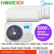 Midea Inverter Multi-Split AirCon MAE-4M30E - MSEID-09 x 2 + MSEID-12 + MSEID-18